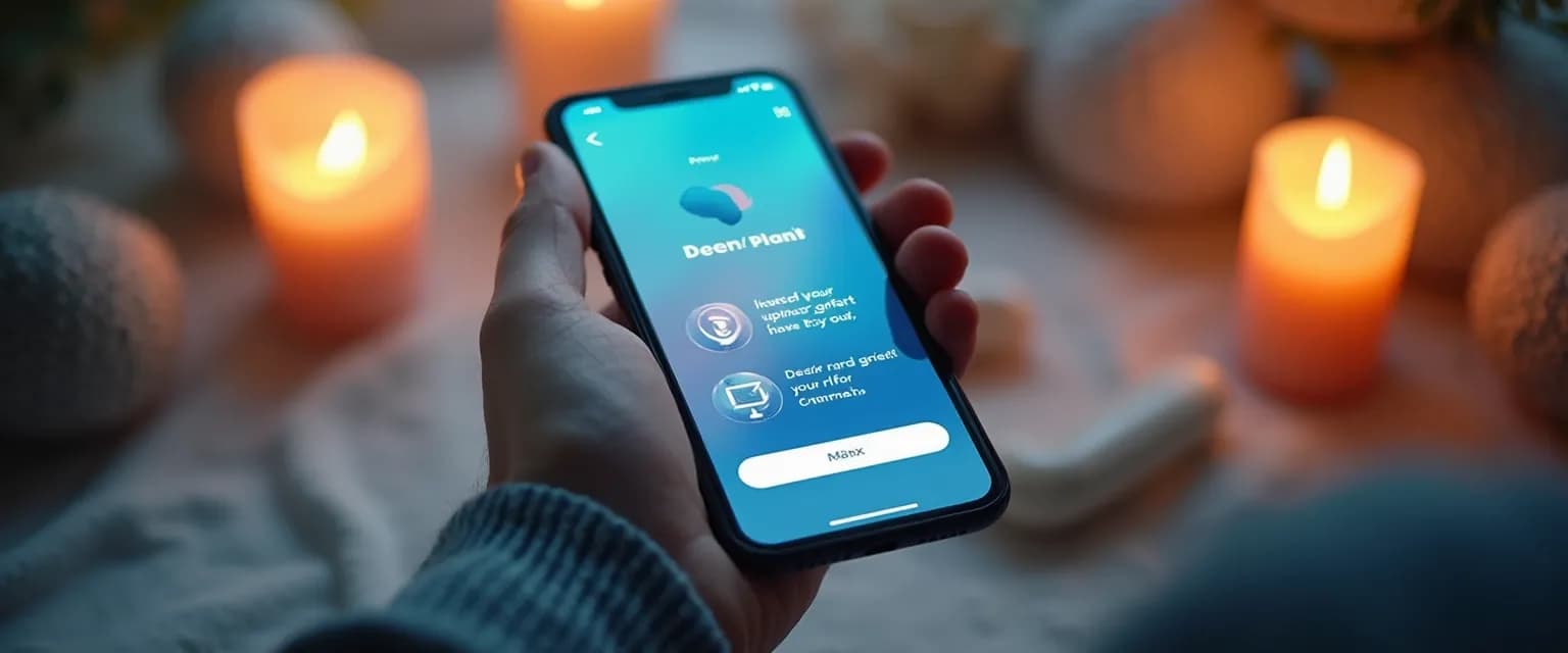 Person finding comfort using a grief app on smartphone when therapy isn't available