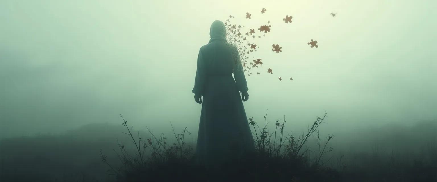 Woman experiencing physical delayed grief symptoms with hand on chest