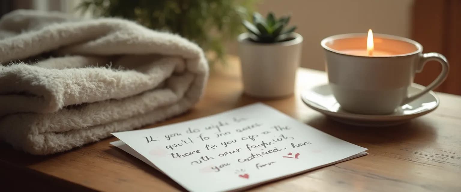 Thoughtful gift basket showing what to send to someone who is grieving