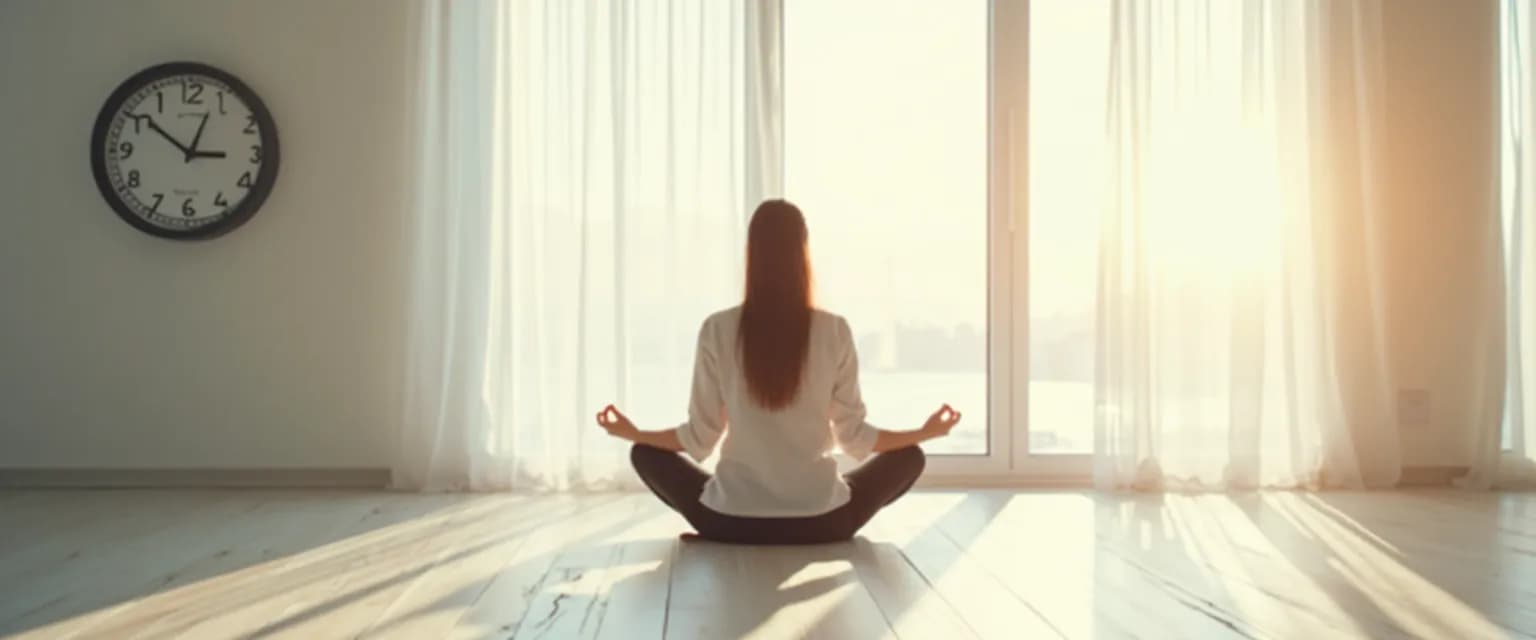 Person practicing 5-minute mindfulness meditation for beginners during a busy workday