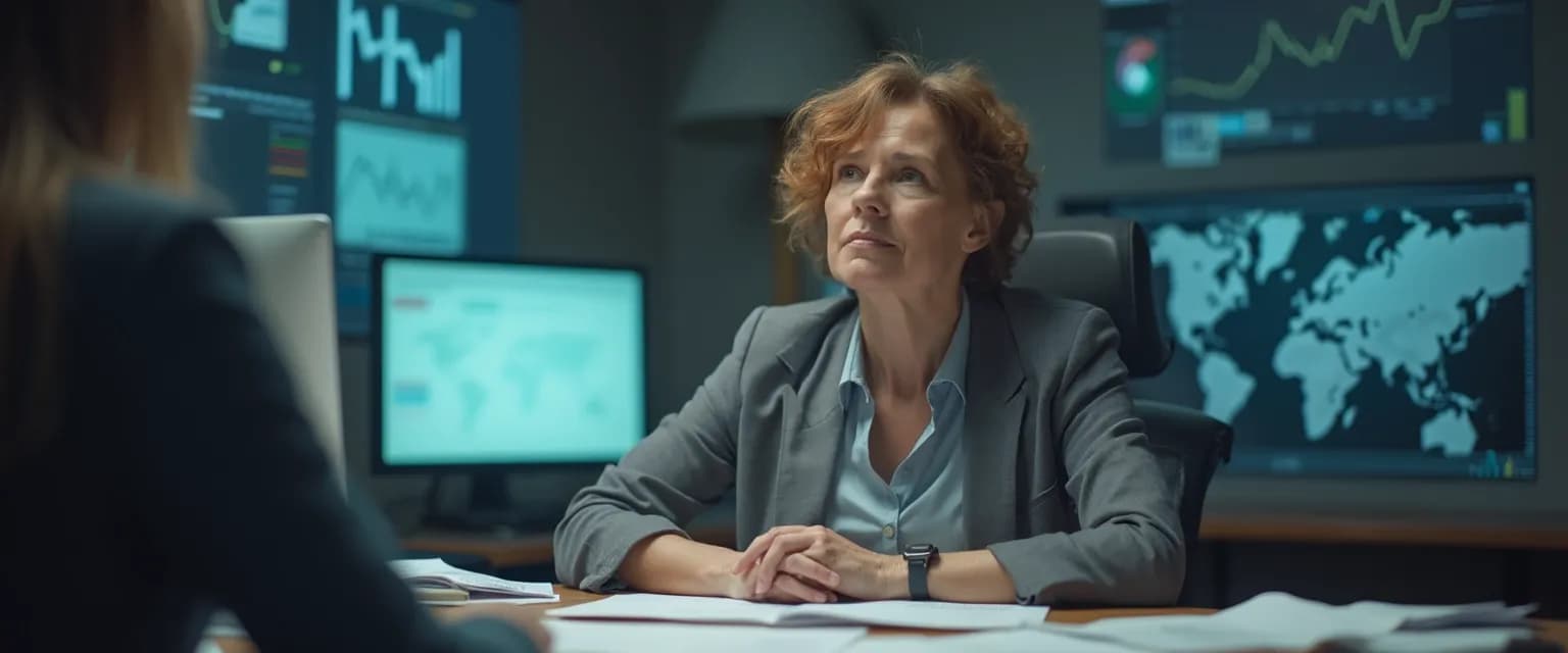 Middle manager demonstrating emotional intelligence and self-awareness in leadership during team meeting