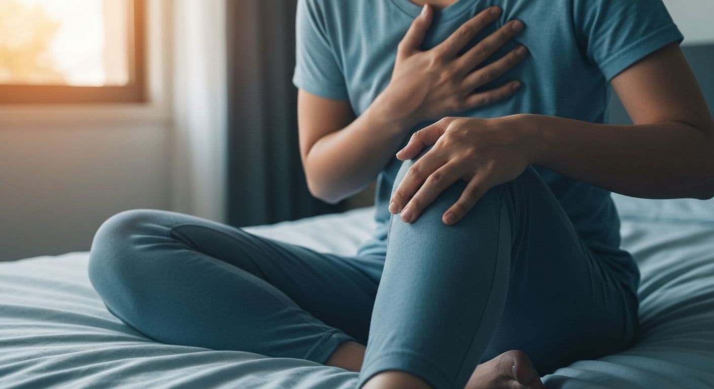 Person experiencing physical pain and depression after heartbreak, holding chest in emotional distress