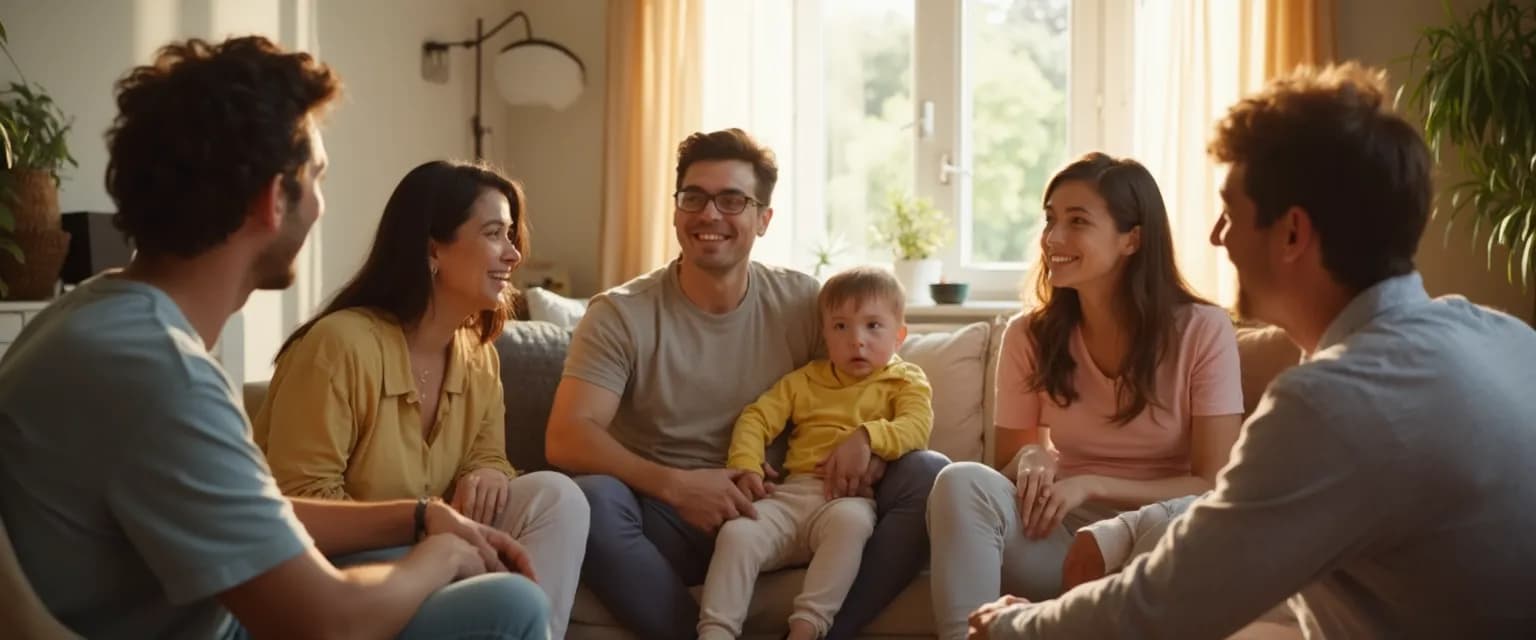 Family practicing self-awareness examples during interaction