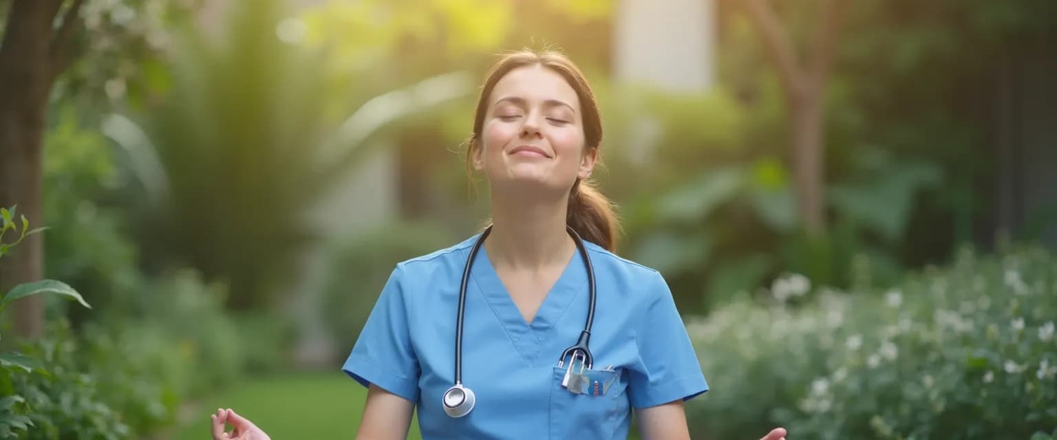 Nurse practicing self-awareness in health care setting during a busy hospital shift