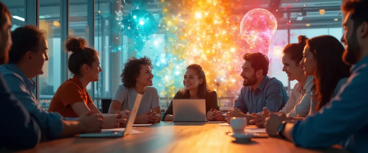 Team members engaged in emotional quotient training exercise improving workplace dynamics