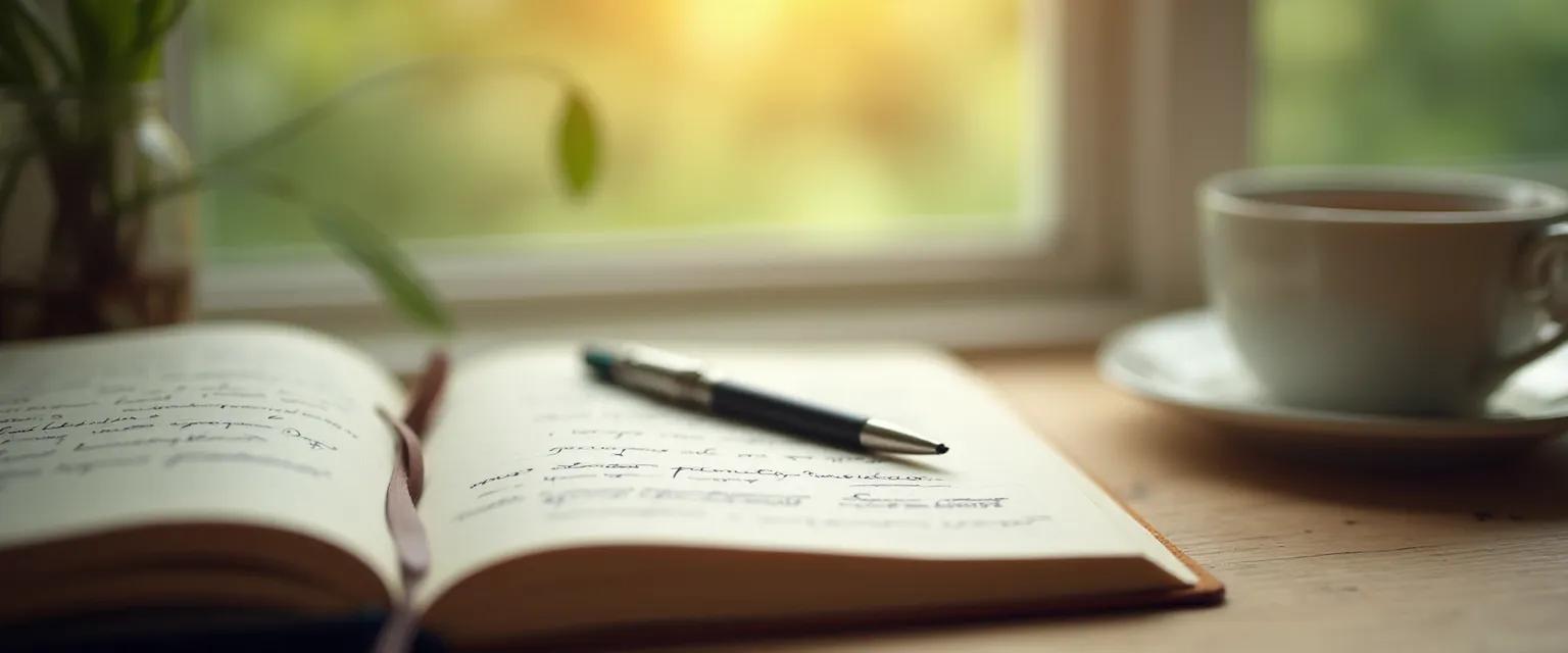 Person writing with personalized journal prompts for grief healing across different emotional stages