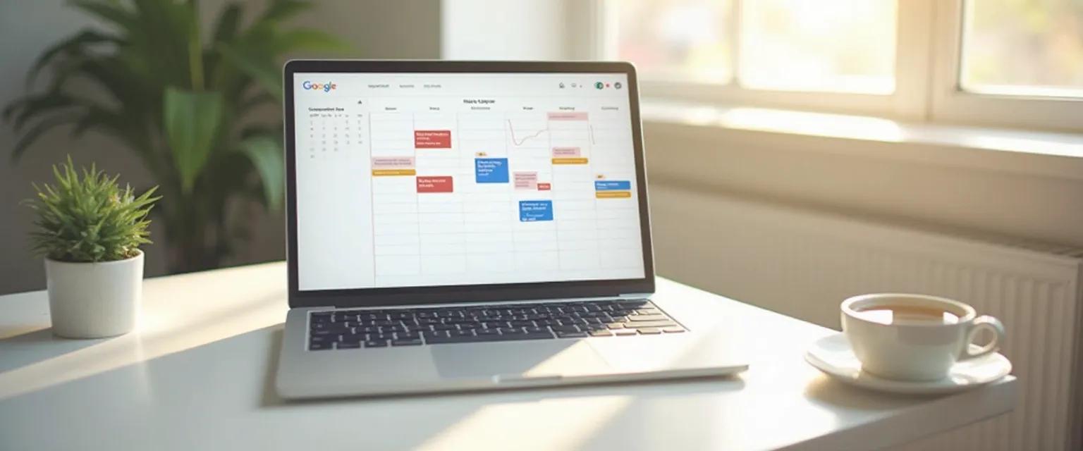 Google meditation calendar with mindful scheduling techniques and color-coded mindfulness blocks