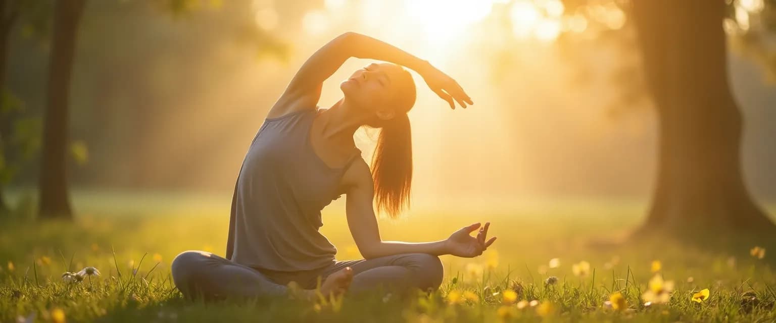 Person practicing physical self-awareness during everyday movements