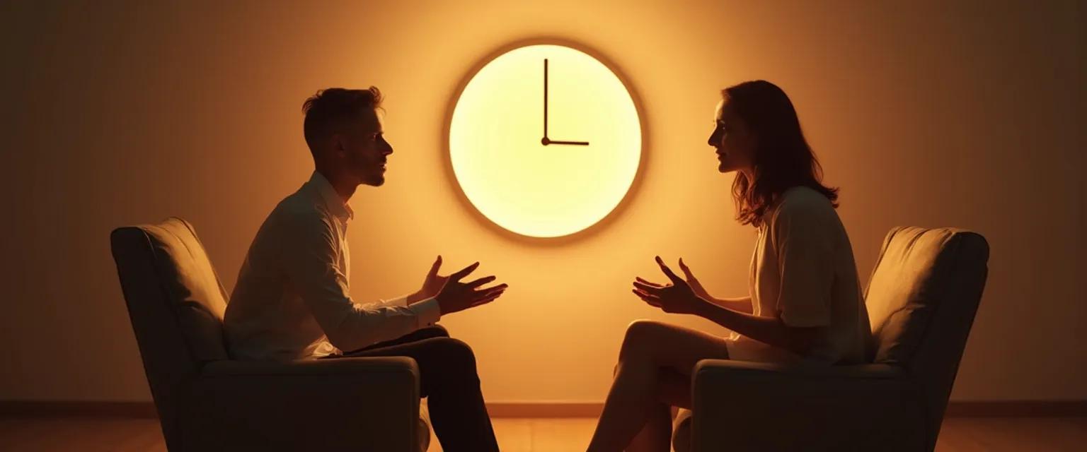 Person practicing mindfulness listening activity with a partner