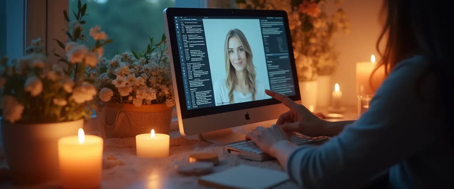 Person looking at digital memorial while grieving a friend