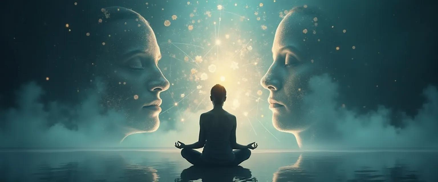 Person reflecting and developing capacity for self-awareness through mindful techniques