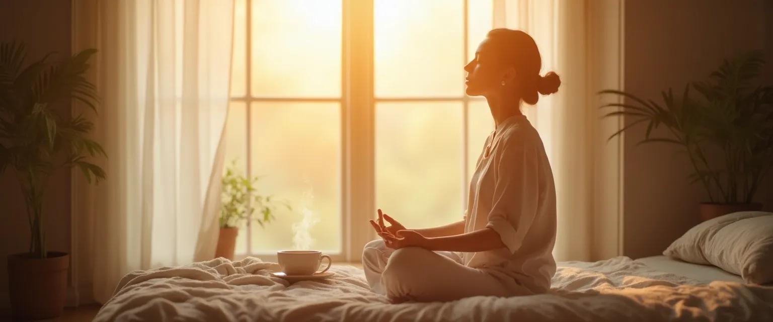 Person practicing 5-minute anxiety and habit formation technique for daily calm