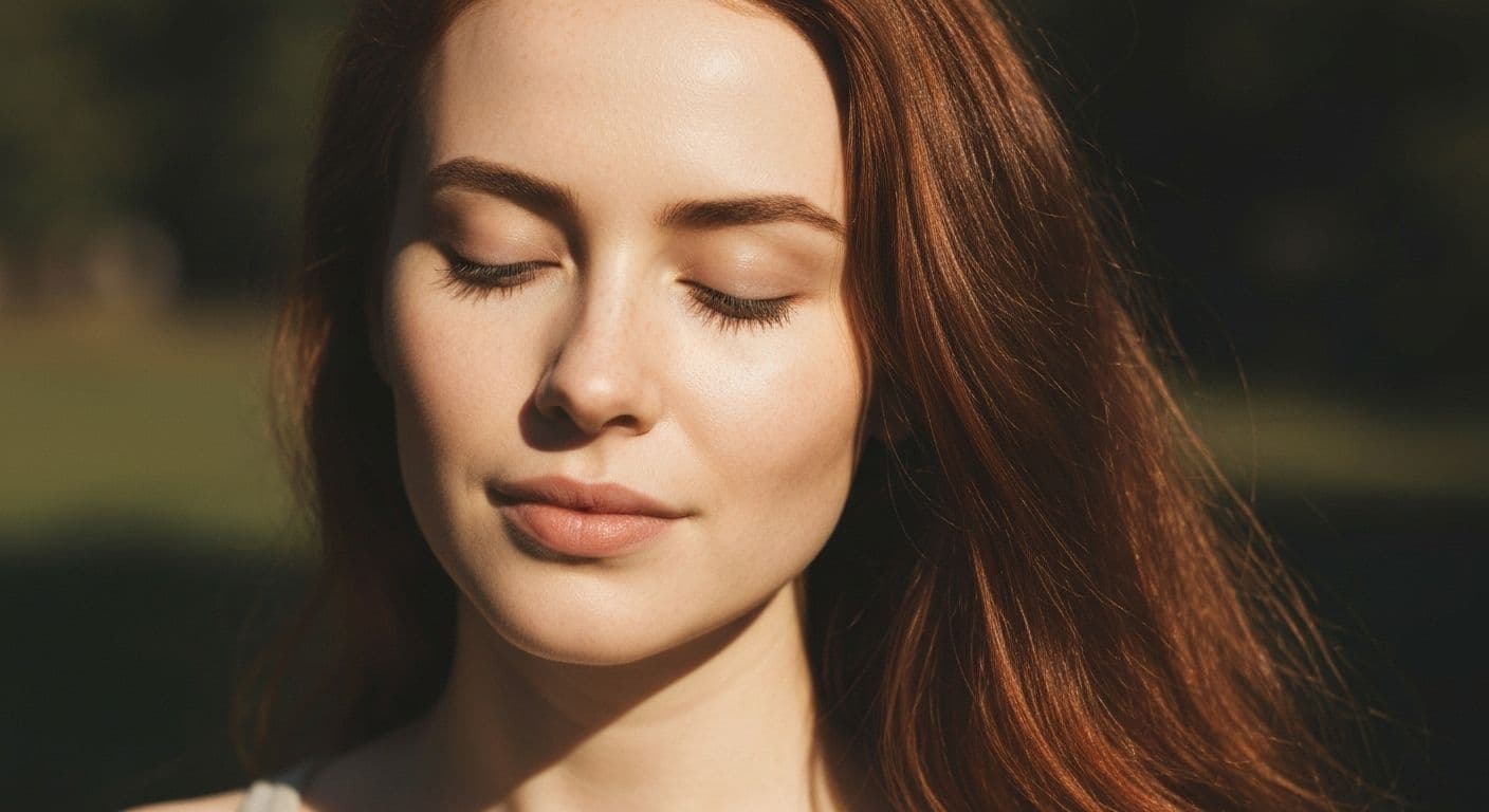 Person practicing Thich Nhat Hanh mindfulness smile meditation technique during moment of daily frustration