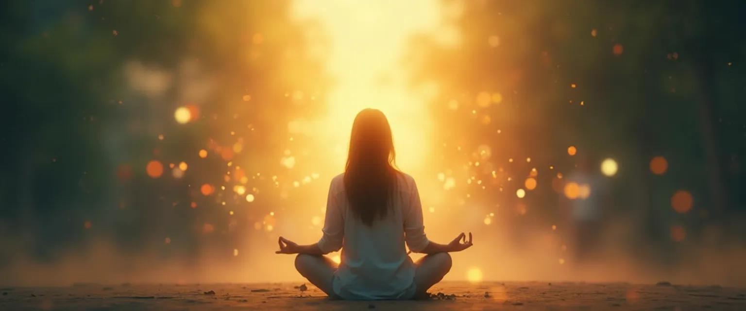Woman celebrating Self Love Awareness Month with a quick mindfulness break at her desk