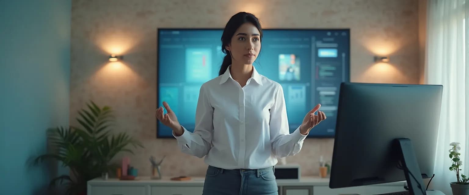 Professional demonstrating effective body language techniques for confidence in virtual presentations