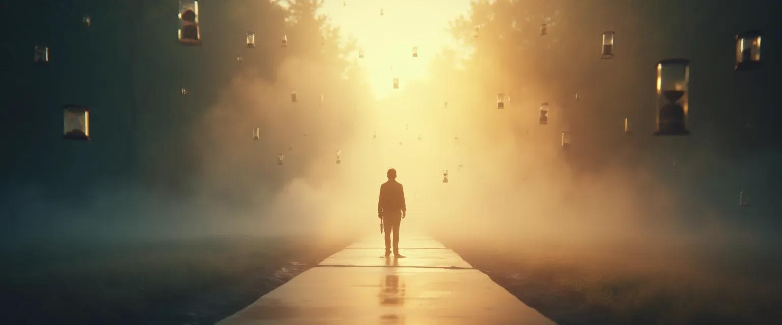 Person overcoming procrastination in spiritual growth through meditation and mindful practice