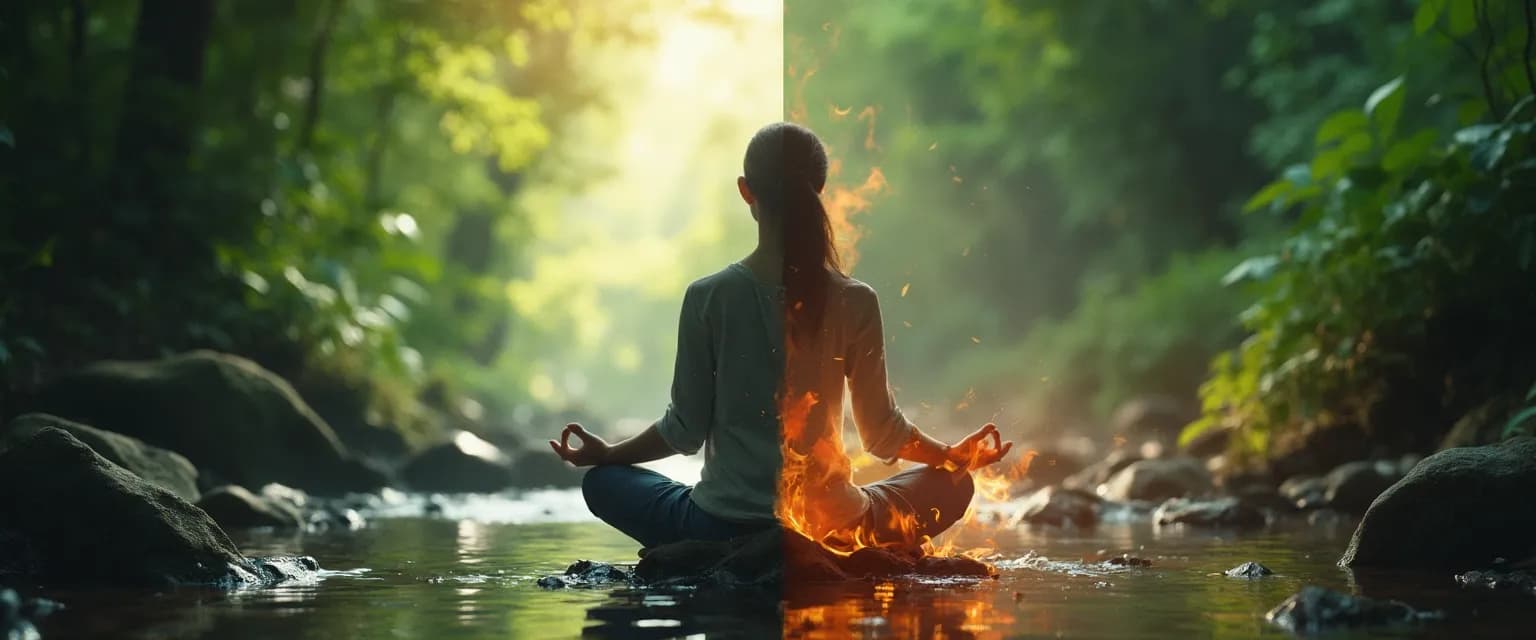 Person practicing ancient mindfulness technique to restore modern mind clarity