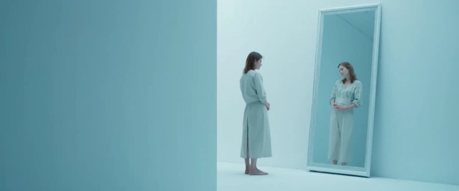 Person practicing mirror techniques for self-awareness and self-development