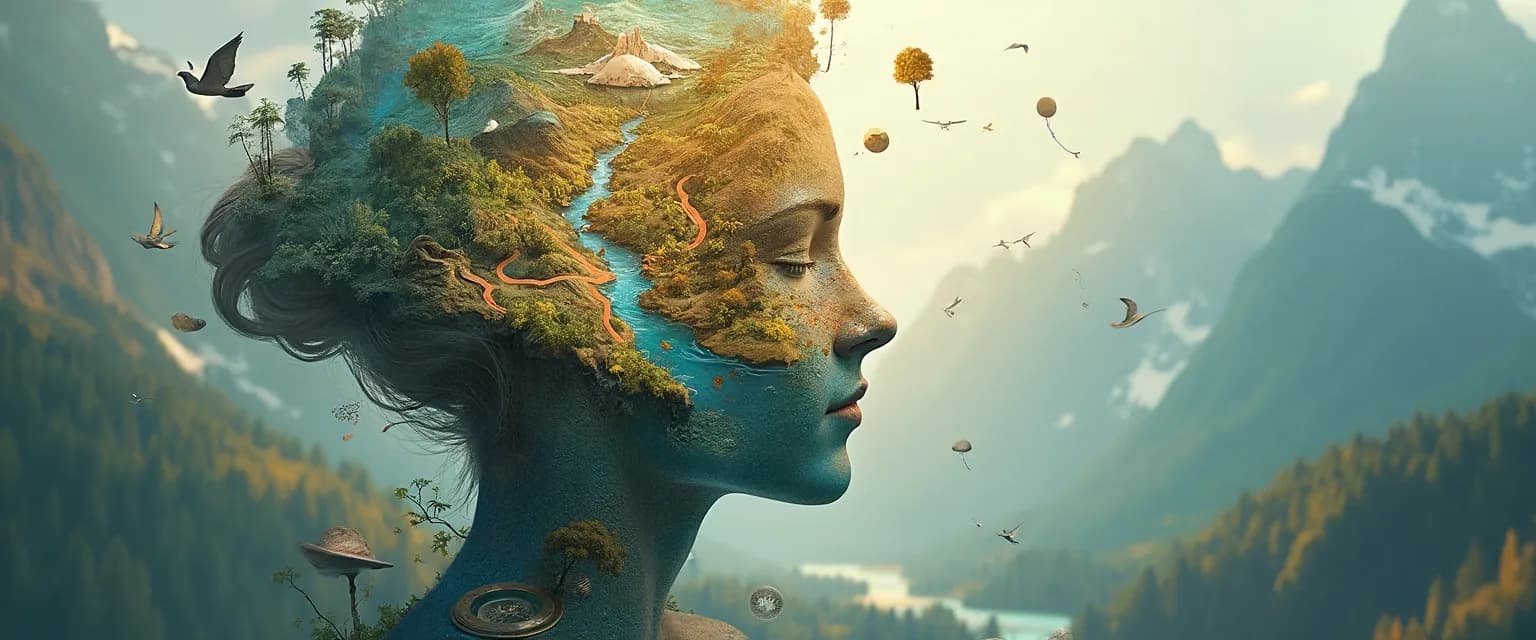 Creative mind exploring the self awareness journey through unconventional exercises