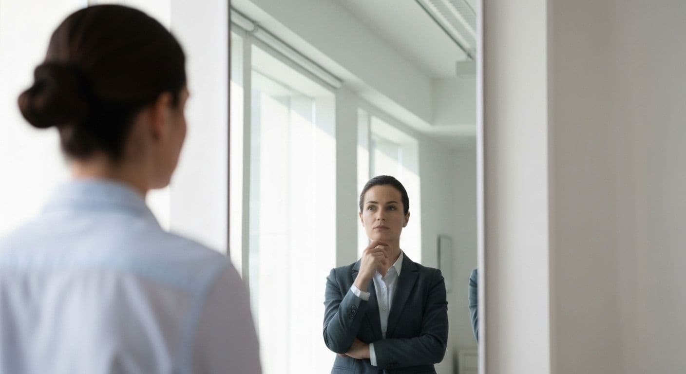 Professional achieving self-awareness through reflection and workplace interactions for career growth