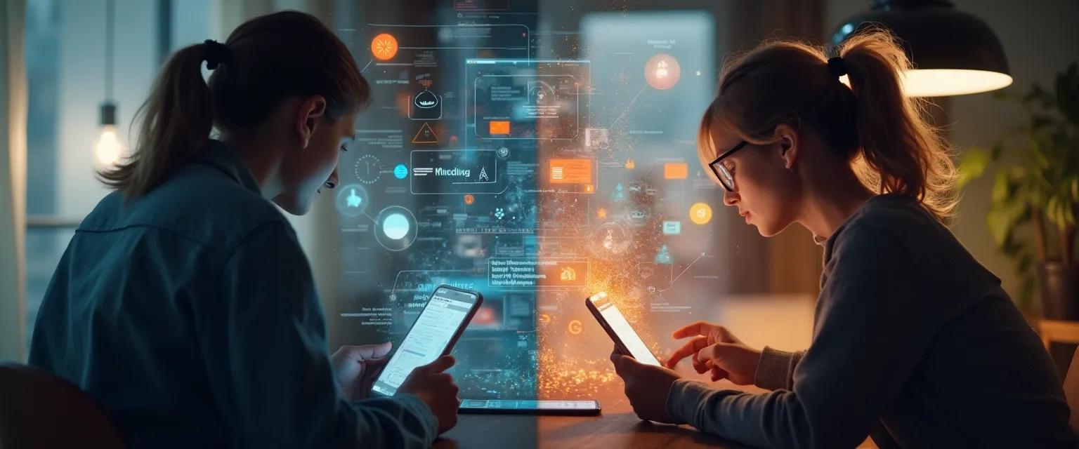 Woman practicing mindfulness while browsing Reddit on a smartphone
