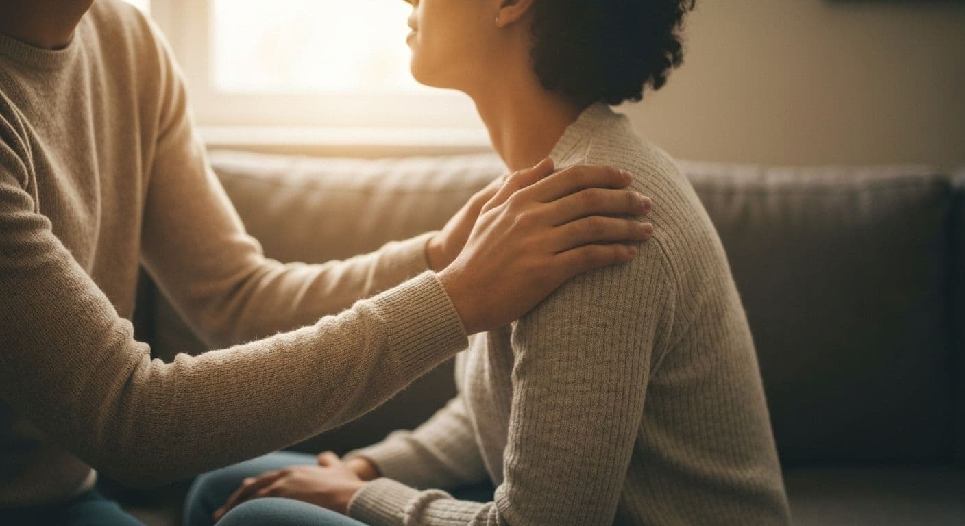 Friends providing practical breakup support through actions and presence rather than advice