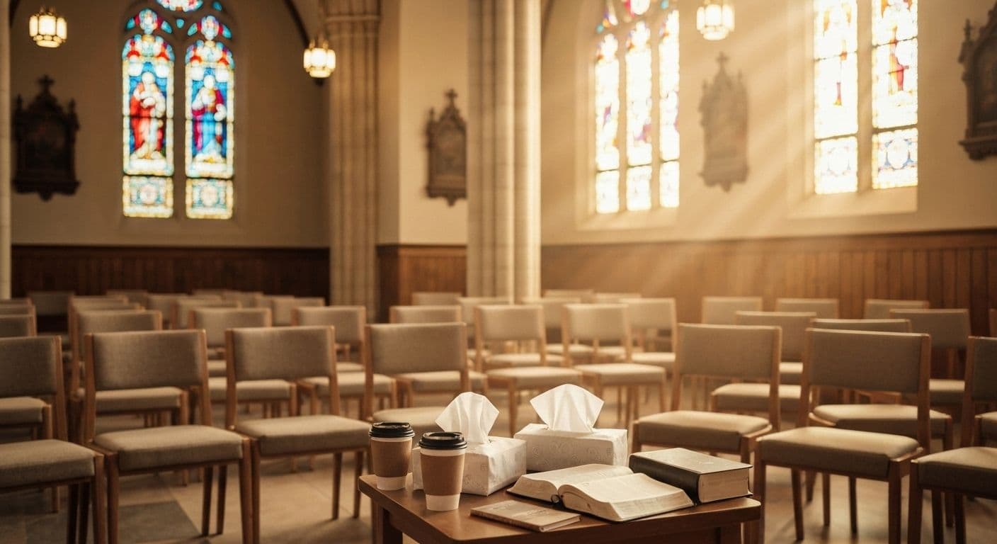 Church volunteers facilitating grief share programs in a welcoming circle setting