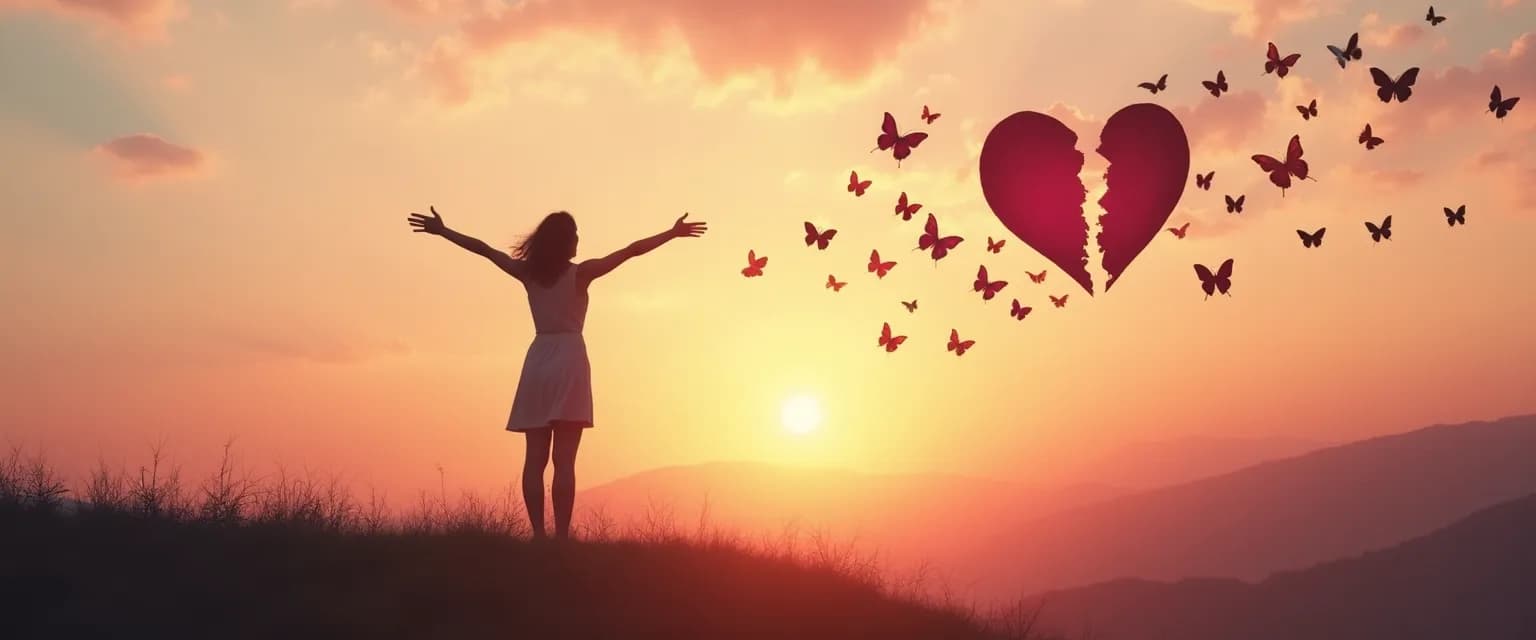 Woman embracing personal growth through the stages of heartbreak