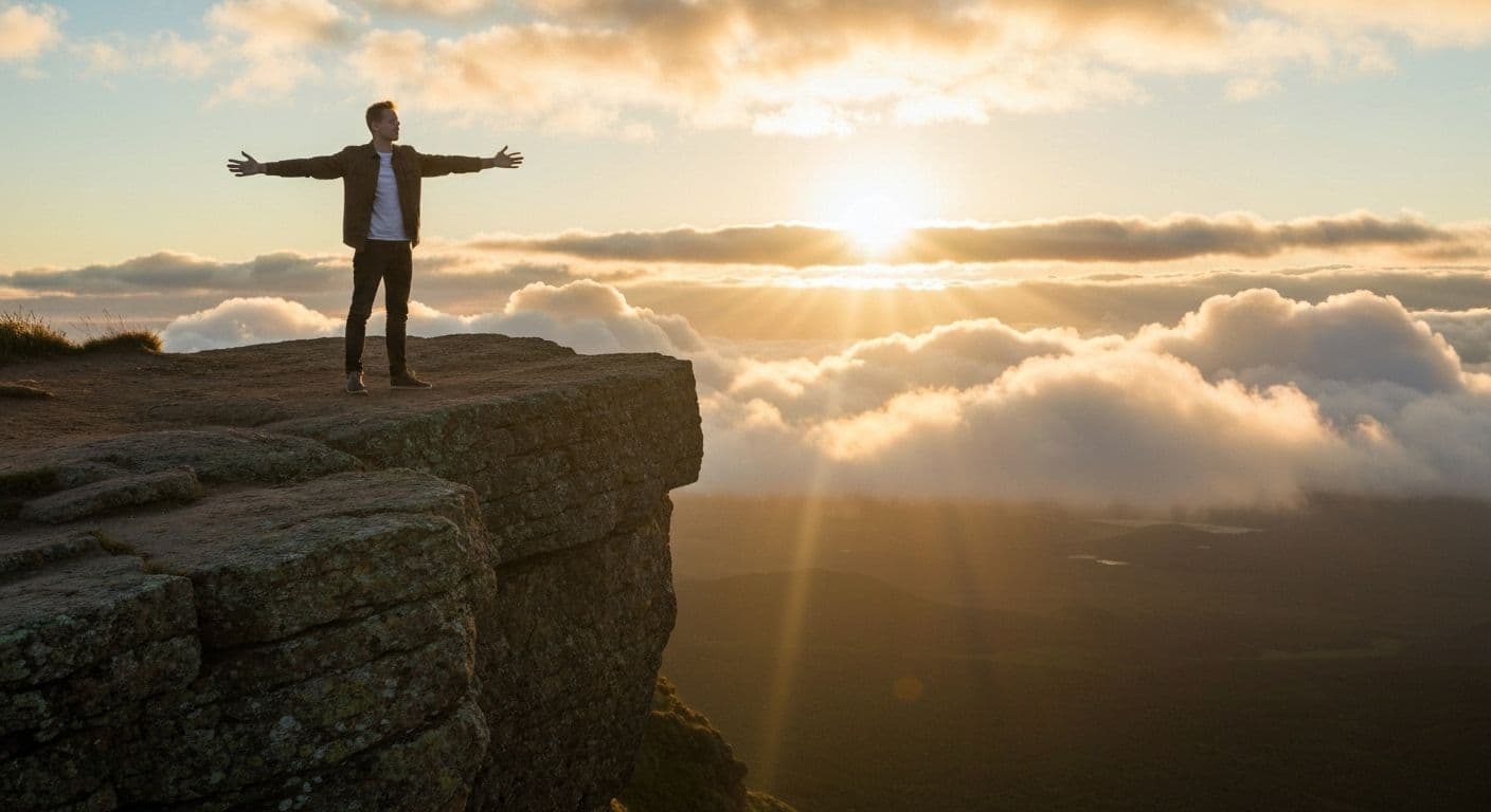 Person experiencing breakthrough moment during breakupbrad transformation phase