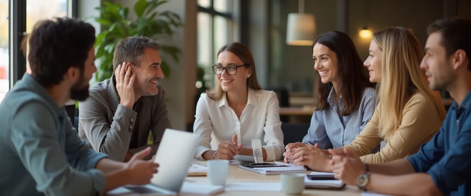 Team members practicing emotional intelligence exercises during a workplace meeting