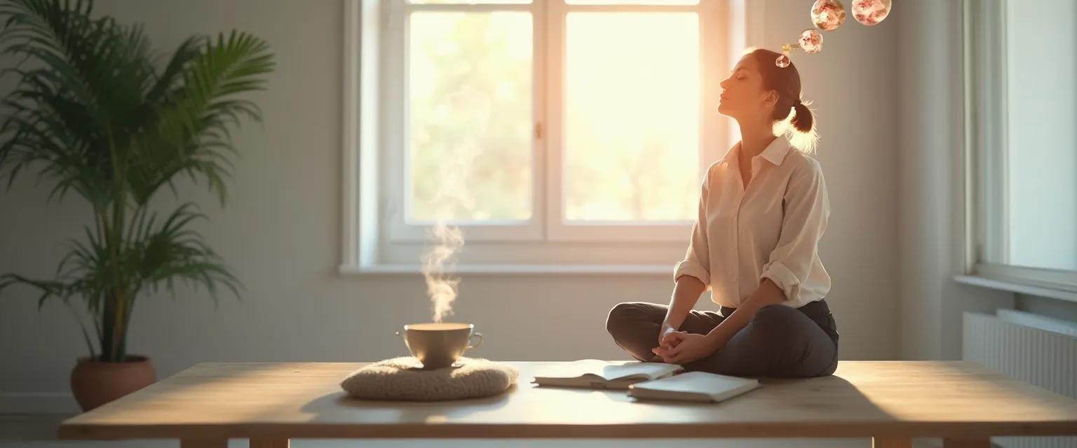 Professional practicing internal self-awareness examples at desk