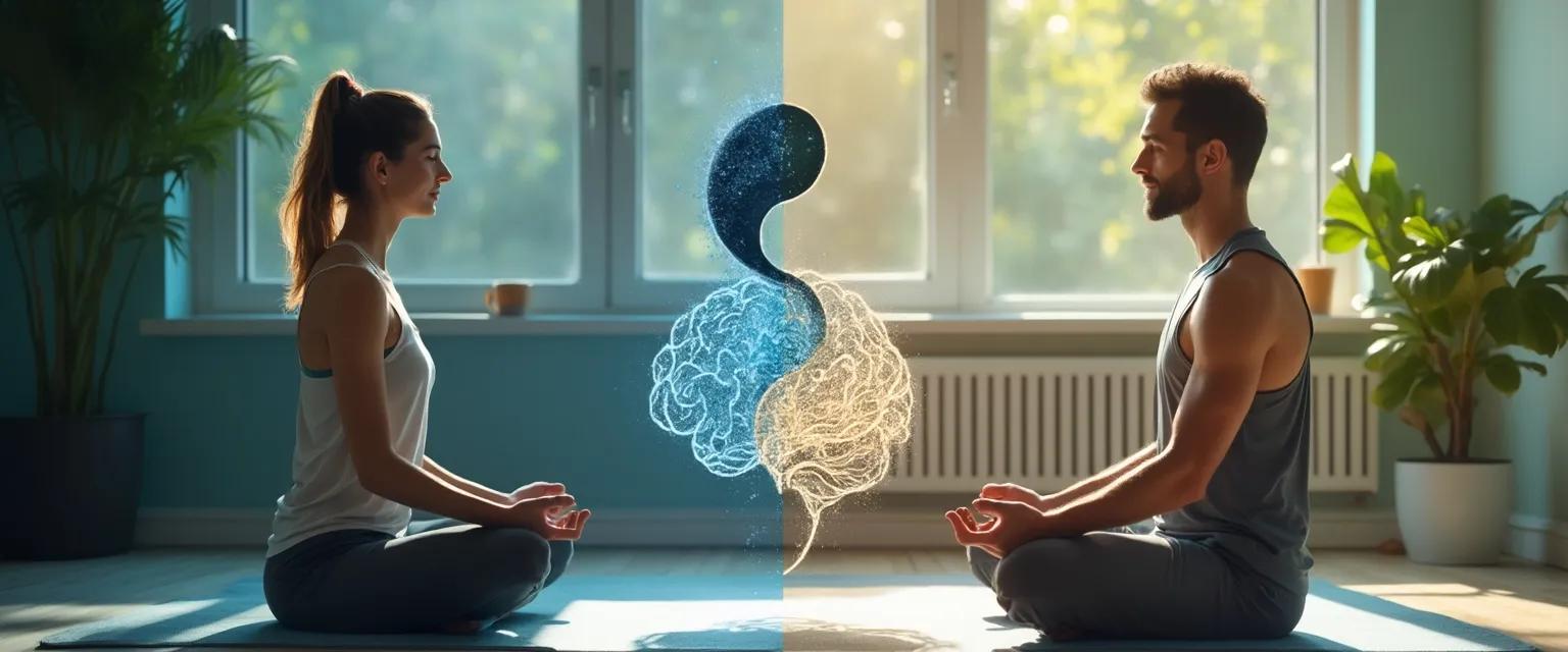 Person practicing mindfulness during physical exercise for a fit mind