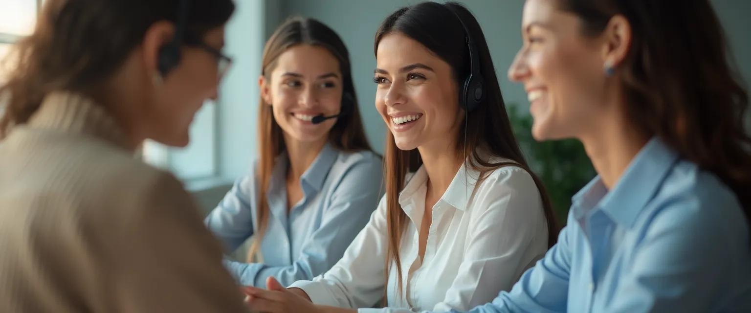 Customer service professional demonstrating high emotional intelligence with a satisfied customer