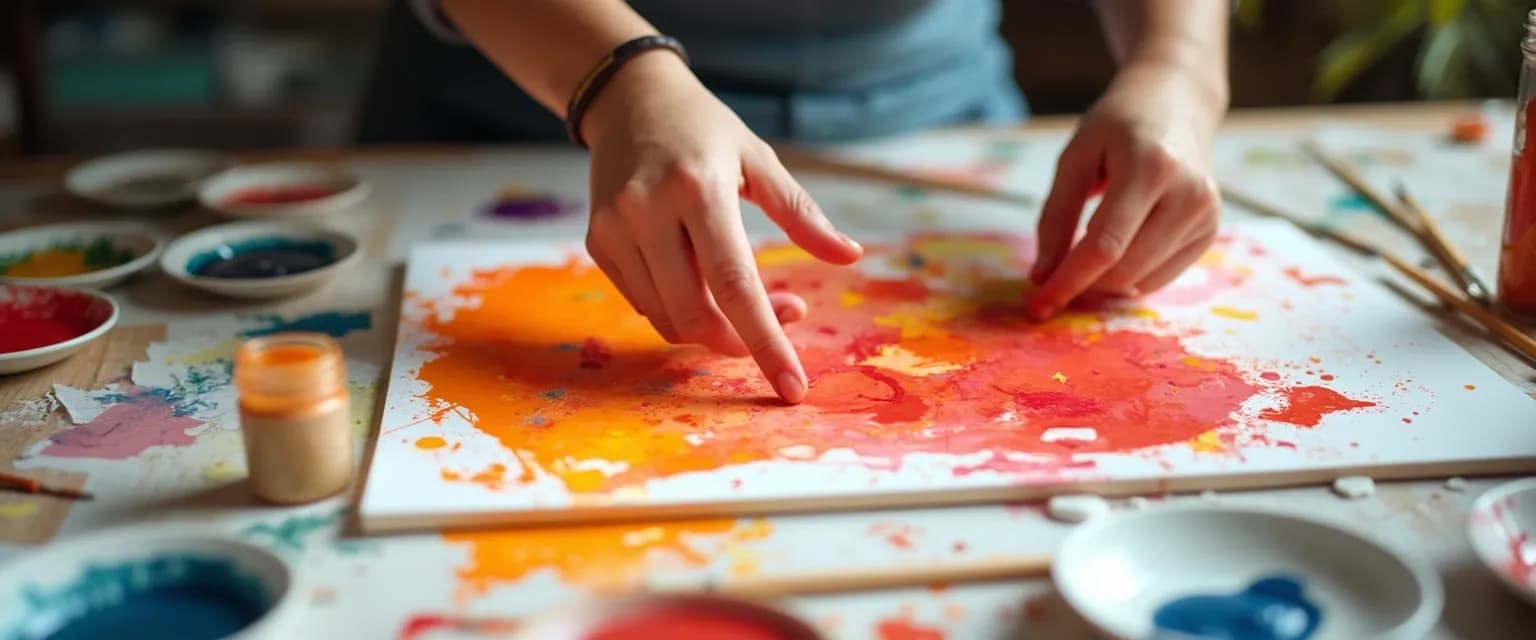 Person using art for getting rid of anger with simple supplies