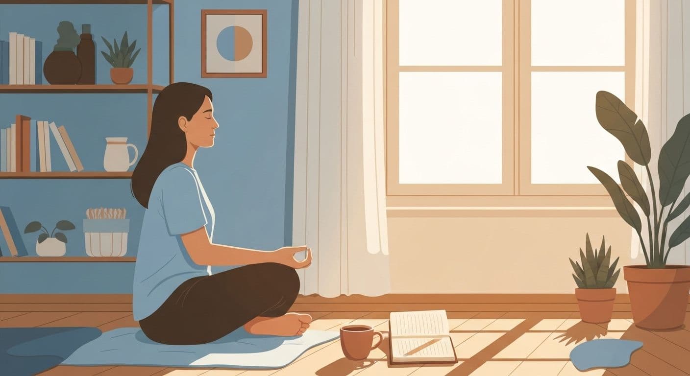 Person practicing mindful self identity and self awareness without overthinking