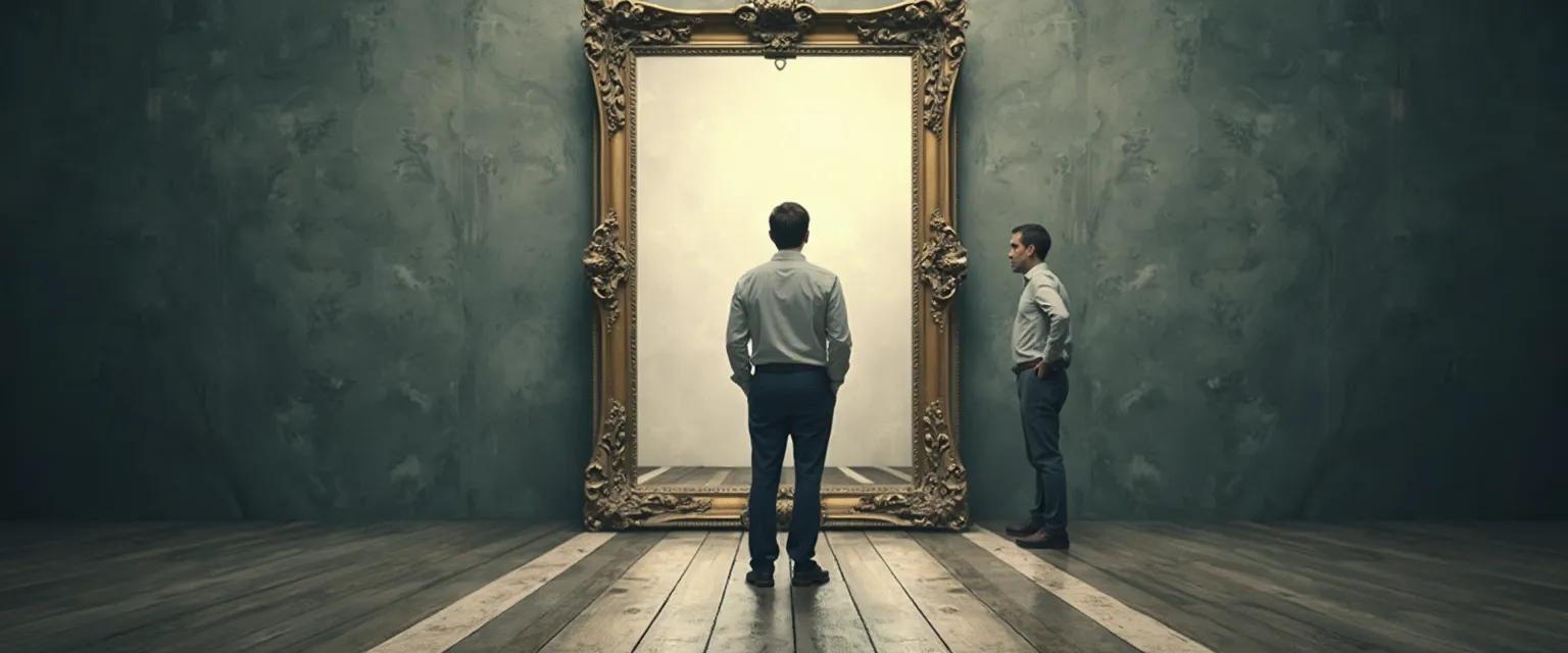 Person looking in mirror representing accurate self-awareness for better decision making