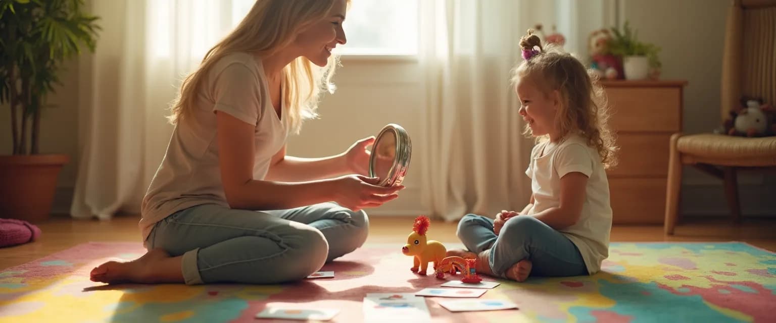 Parent helping child develop different kinds of self-awareness through mindful activities