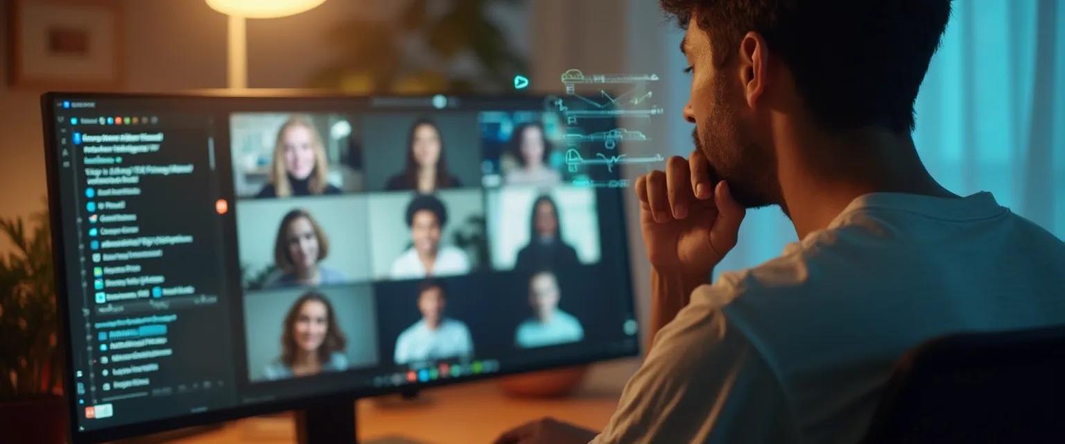 Remote team leader using EQ in business strategies during a virtual meeting