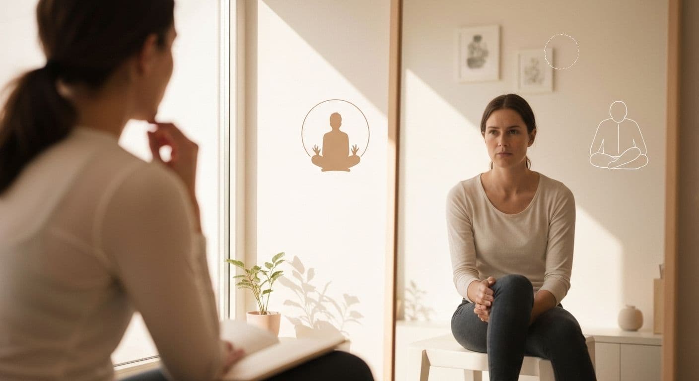 Person practicing self awareness through quick mental check-in during daily routine
