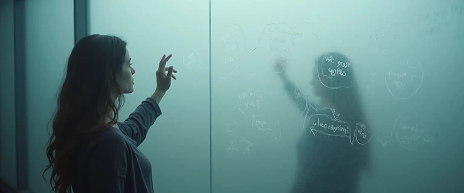 Person capturing self-awareness thoughts using a phone and notebook