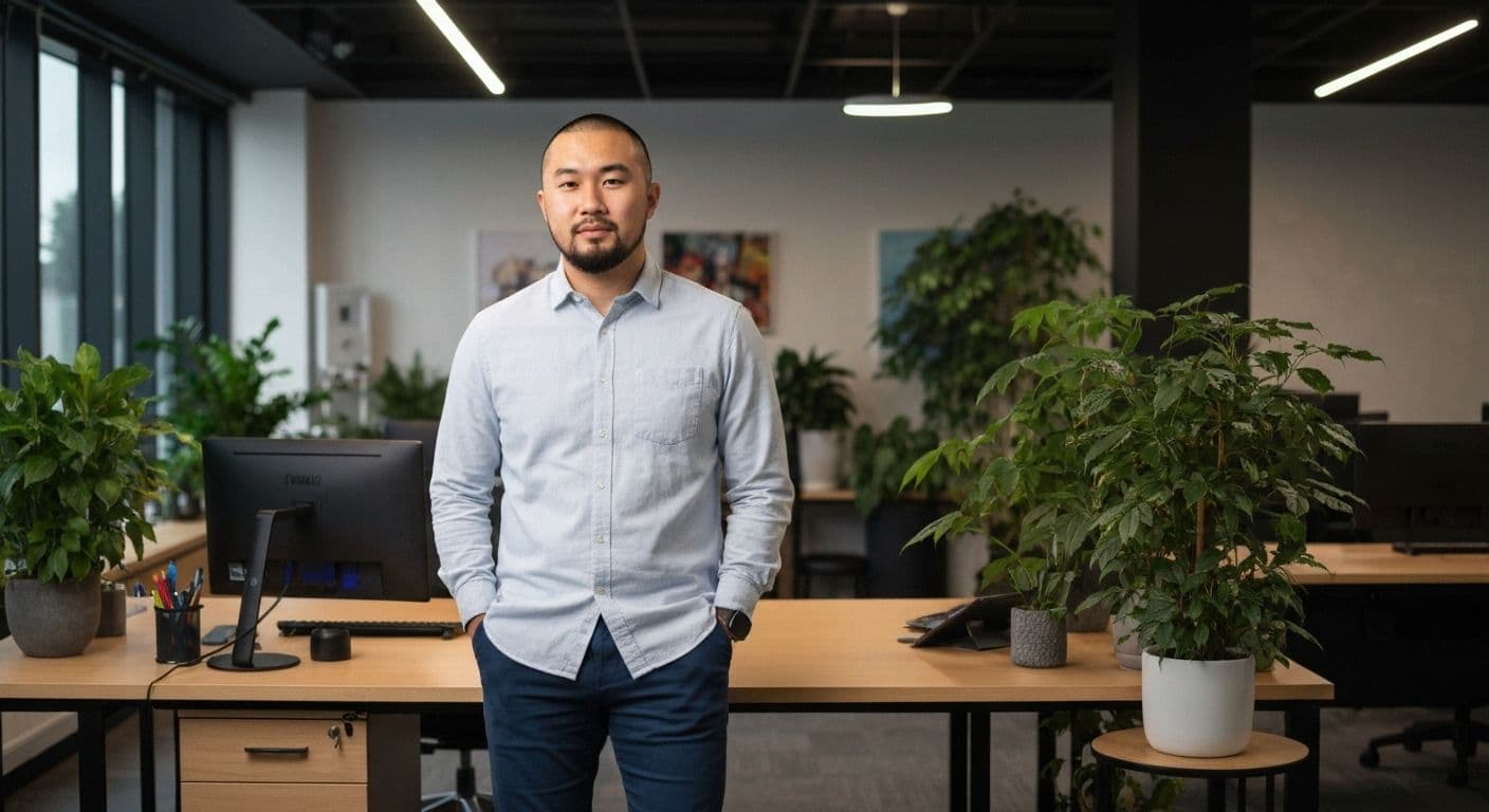 Professional developing self-awareness soft skills through observation in workplace meeting