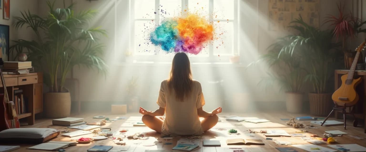 Person experiencing a liberated mind through creative expression