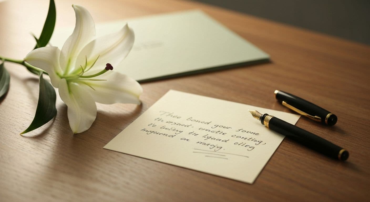 Person writing heartfelt words to console a grieving friend in sympathy card with personal touches