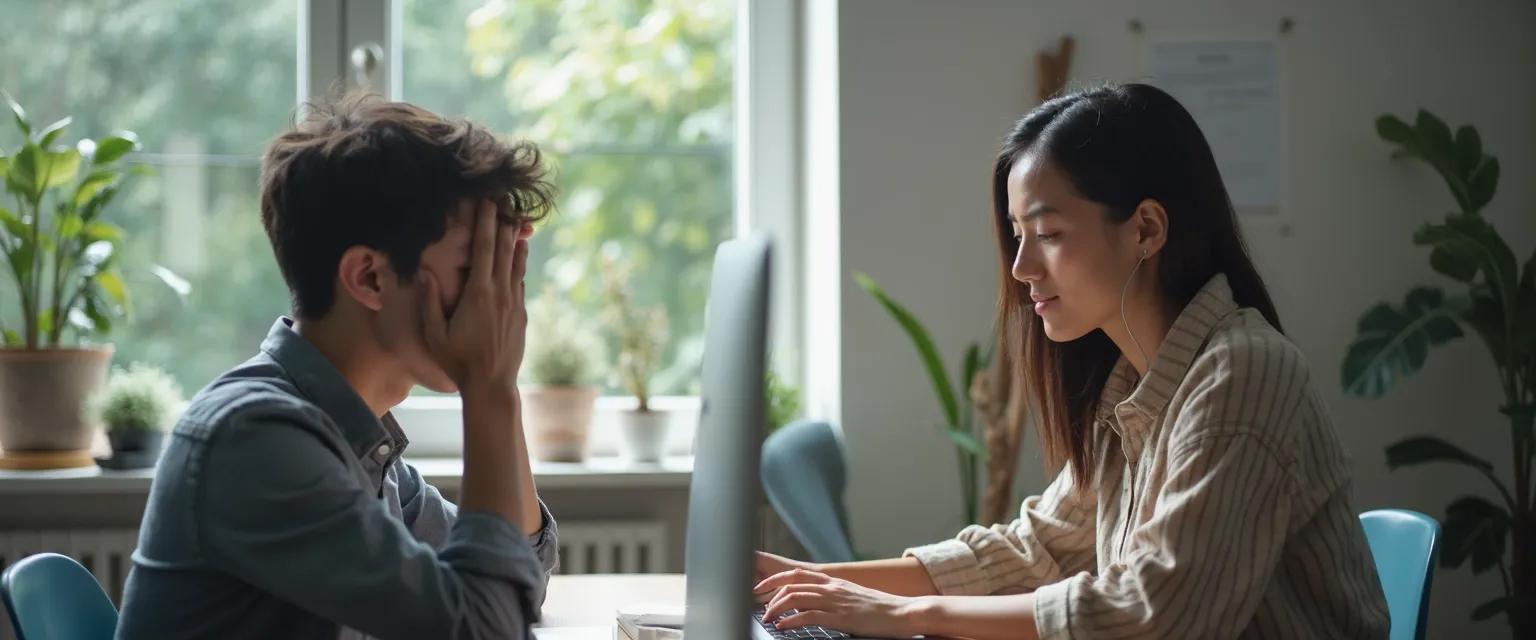 Student managing anxiety in online education with effective coping strategies