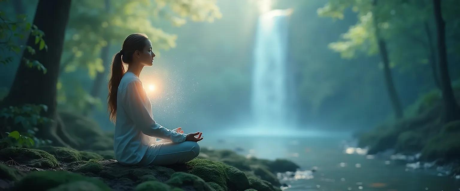 Person practicing ancient breathing techniques for mind clearing and mental clarity