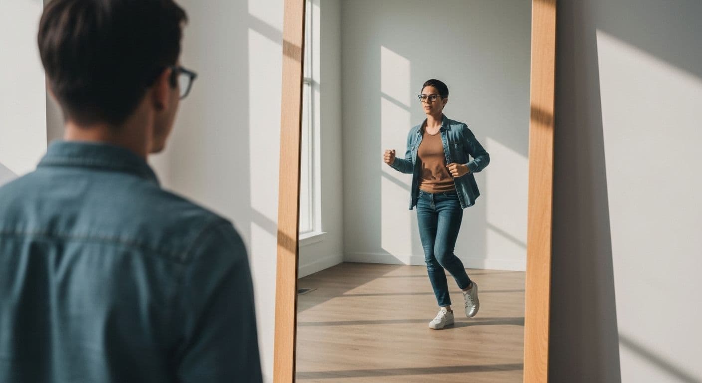 Person taking action to connect self awareness and self esteem through purposeful behavioral change