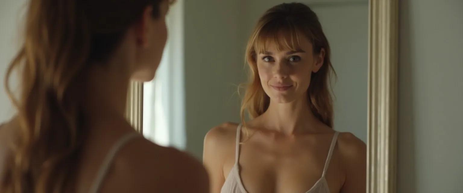 Person using mirror technique to enhance self awareness in social psychology