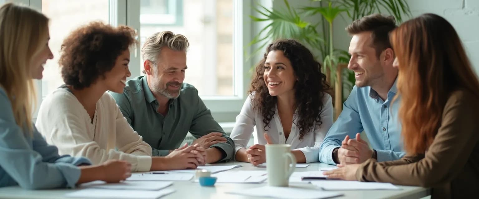Team members collaborating in the emotionally intelligent workplace with respectful boundaries