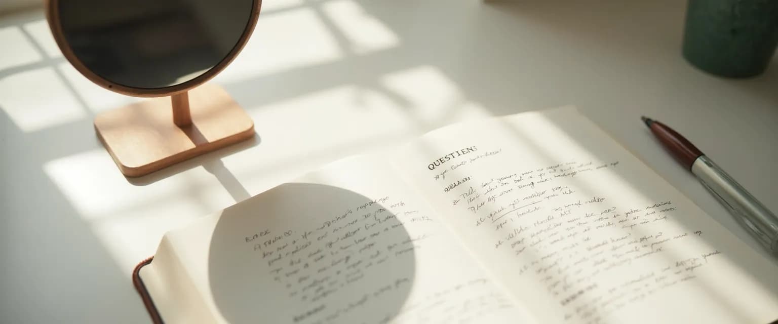 Person practicing mirror journaling for self development and self awareness