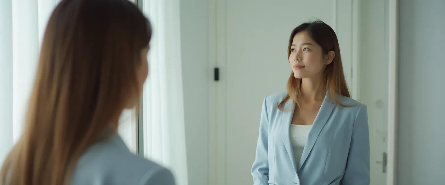 Person practicing self-awareness through body language recognition techniques